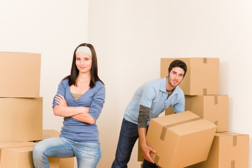 Office items organised for storage and relocation