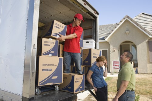 Commercial moving team loading business assets